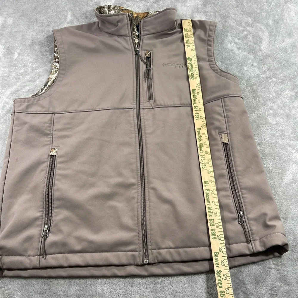 Columbia‎ Softshell Vest Men XL Brown PFG Camo Trim Full Zip HM2775